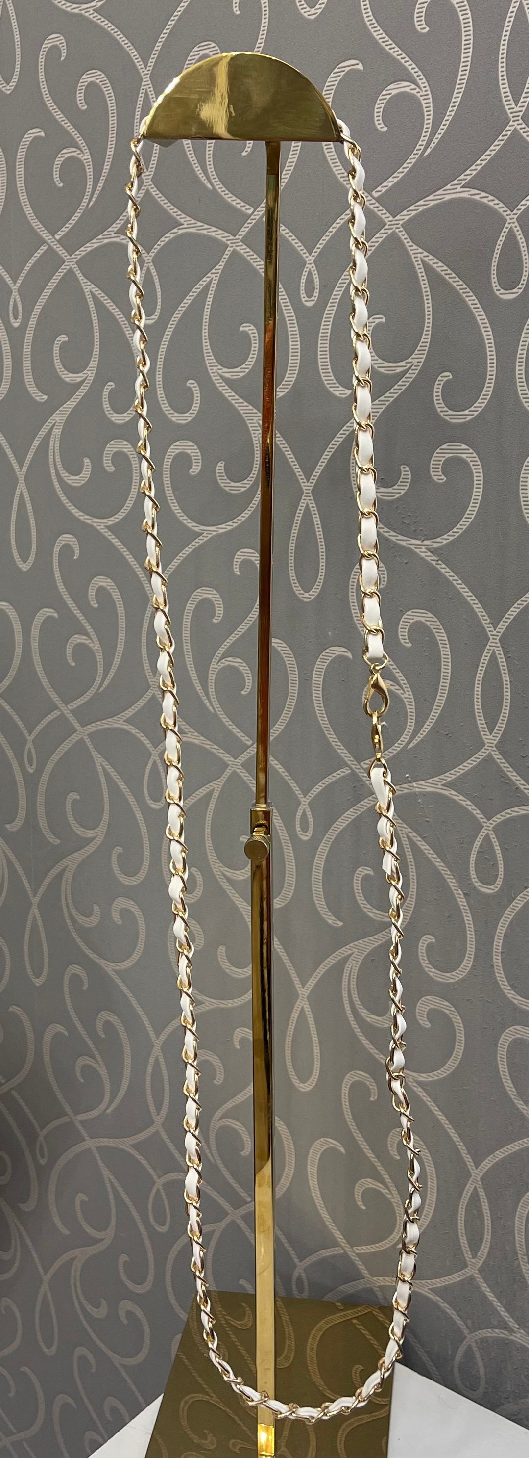 White faux leather & gold aftermarket chain