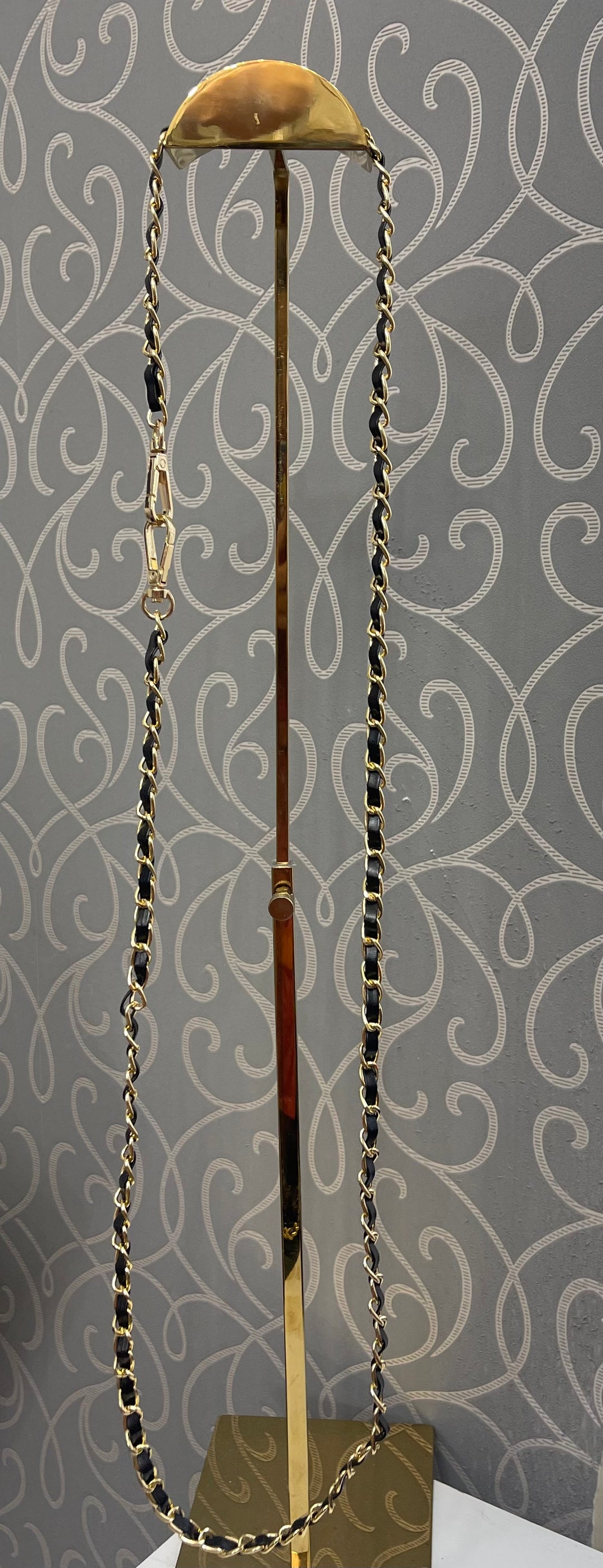 Black faux leather & gold aftermarket chain