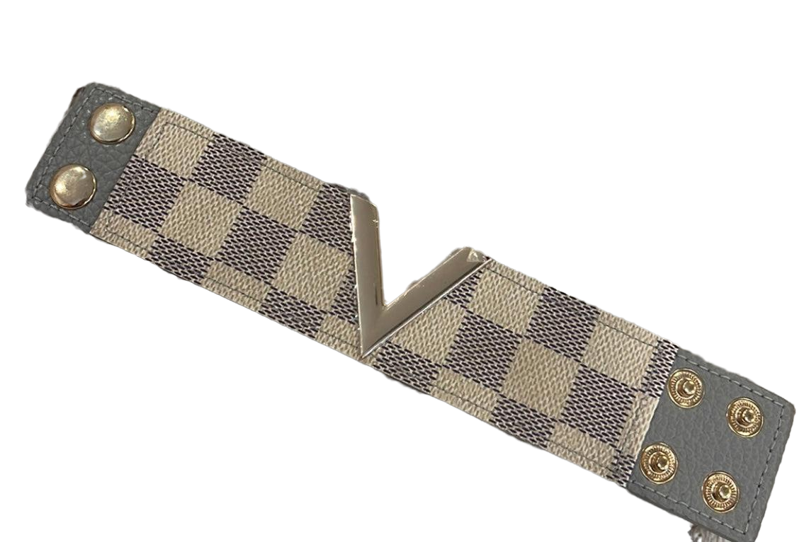 Upcycled Louis Vuitton Damier Azur cuff TheLuxeLouis