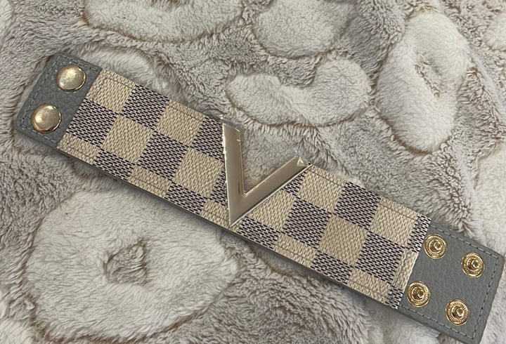 Upcycled Louis Vuitton Damier Azur cuff