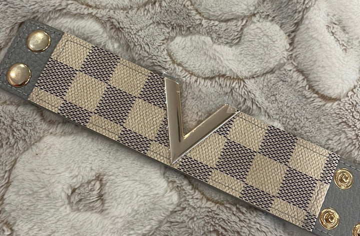 Upcycled Louis Vuitton Damier Azur cuff
