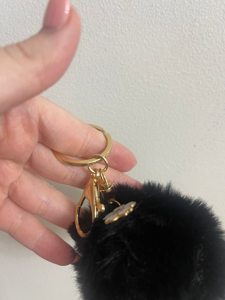 Aftermarket Pom Pom accessory (black with white flower)
