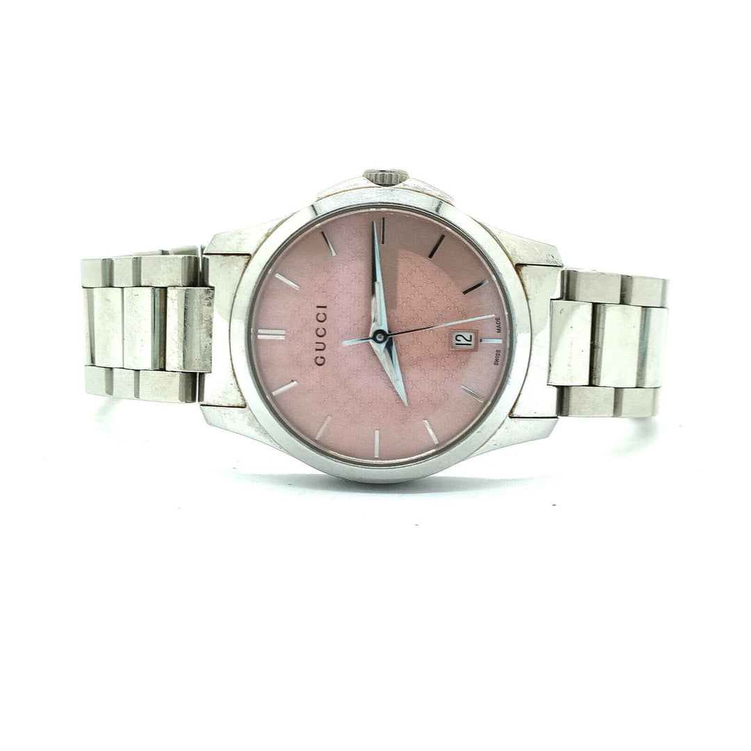 NEW ARRIVAL GUCCI Womans G timeless Pink and silver watch