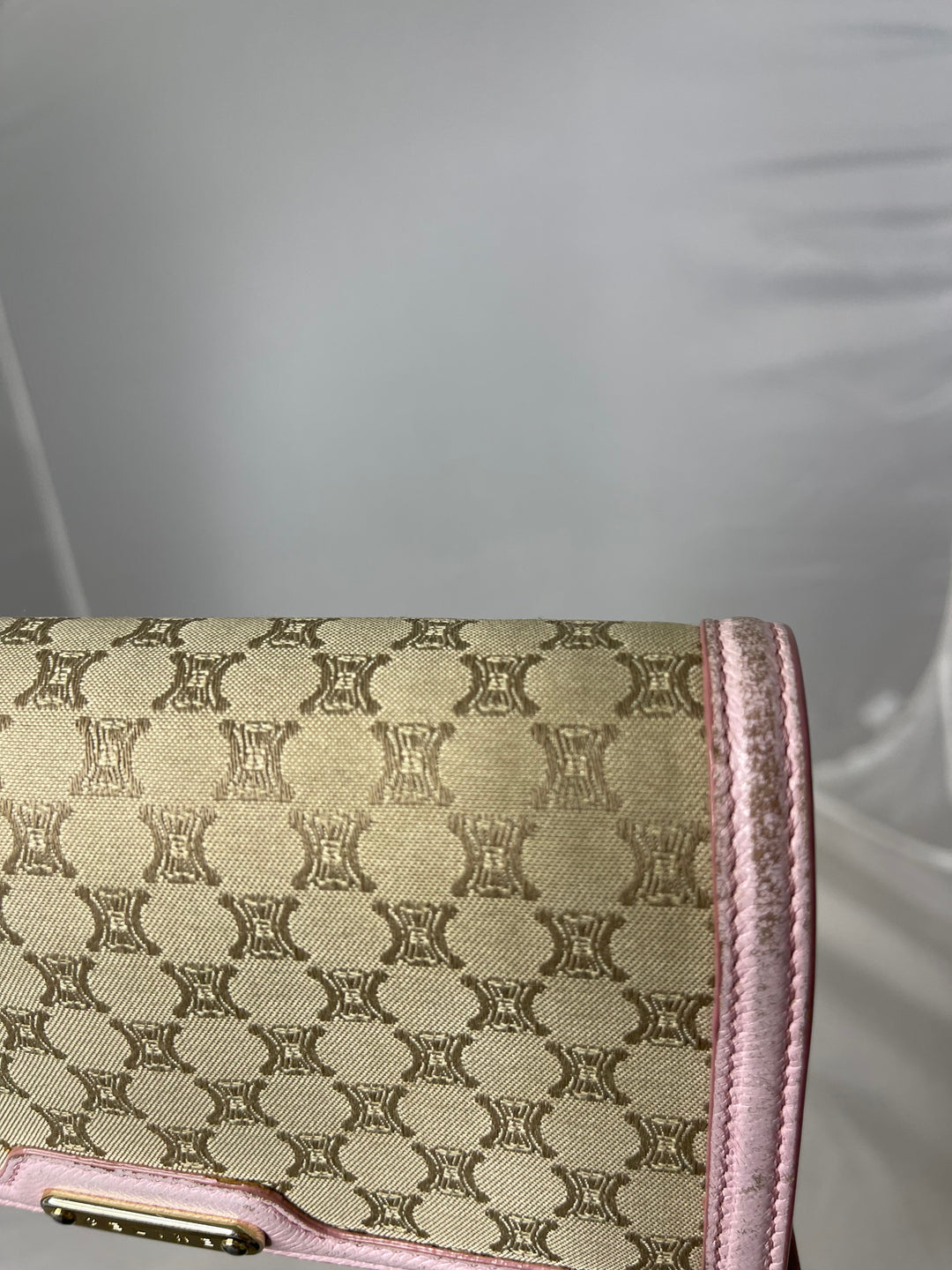 Celine logo & pink leather wallet on chain