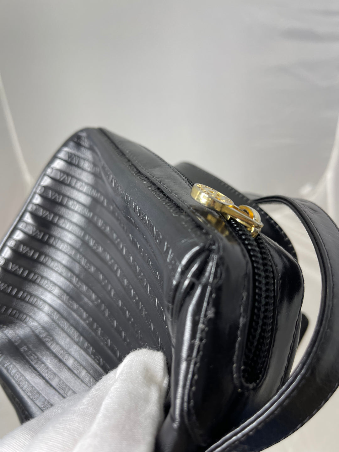 Valentino black leather small crossbody
