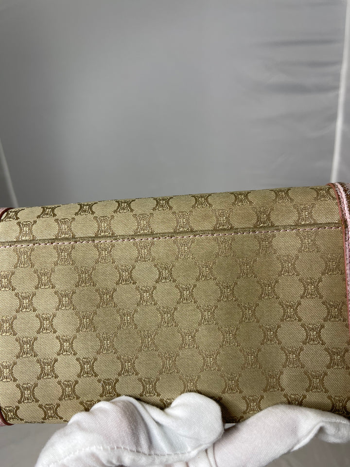 Celine logo & pink leather wallet on chain