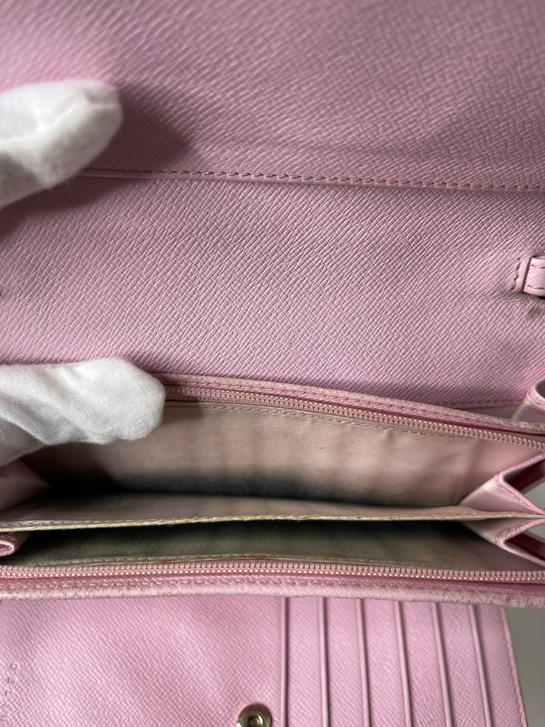 Celine logo & pink leather wallet on chain
