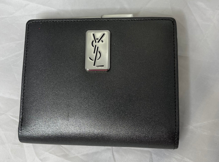 Yves Saint Laurent (YSL) preloved gunmetal gray small compact french kiss lock wallet