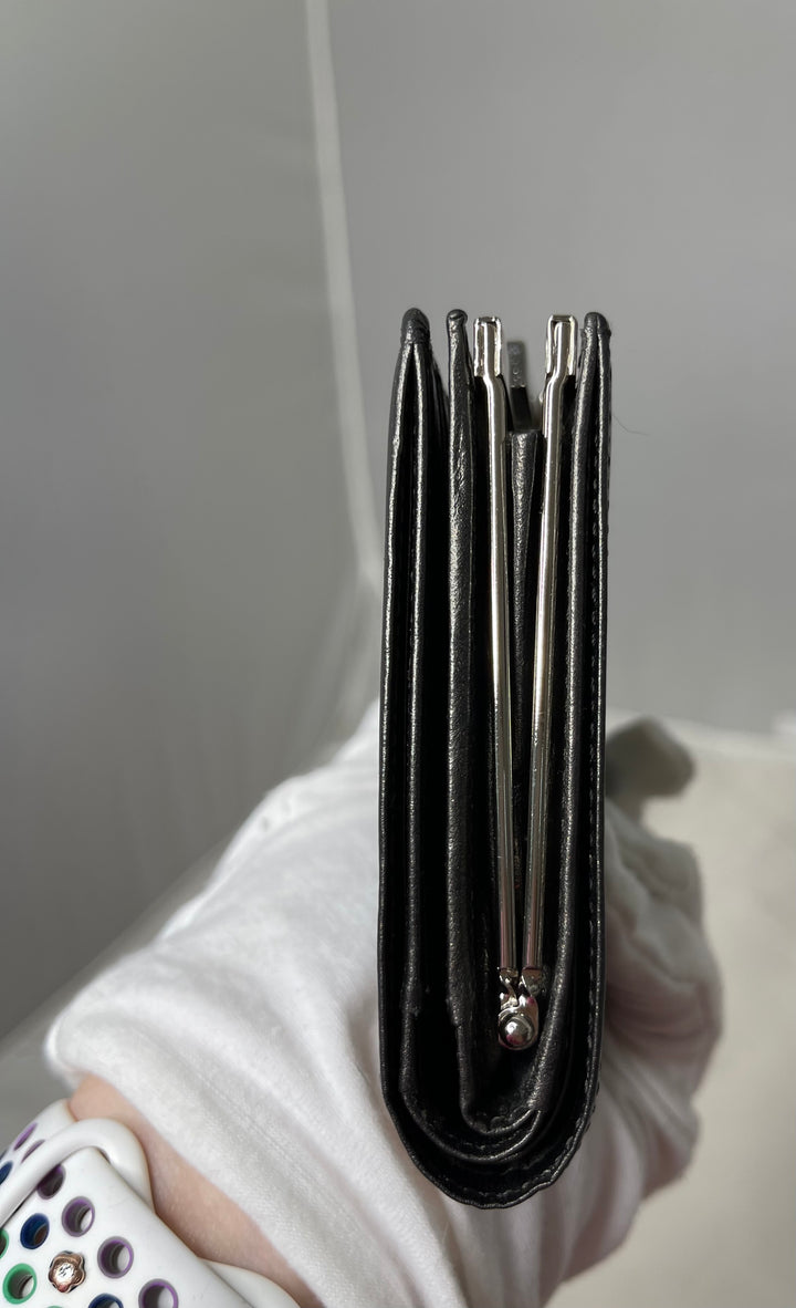 Yves Saint Laurent (YSL) preloved gunmetal gray small compact french kiss lock wallet