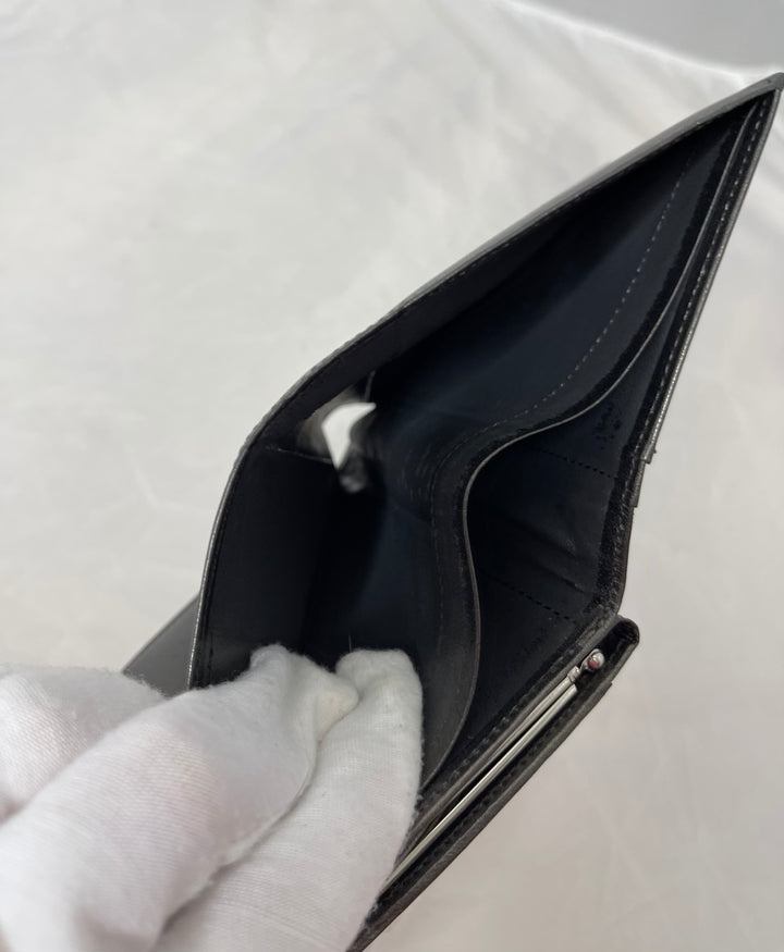 Yves Saint Laurent (YSL) preloved gunmetal gray small compact french kiss lock wallet