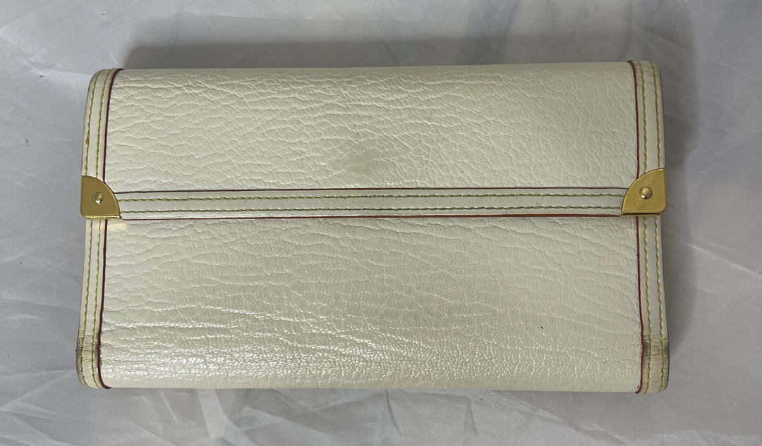 Louis Vuitton Suhali Cream/White & red border international wallet