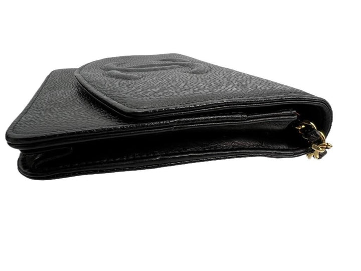 Chanel Black Caviar Timeless CC wallet on chain