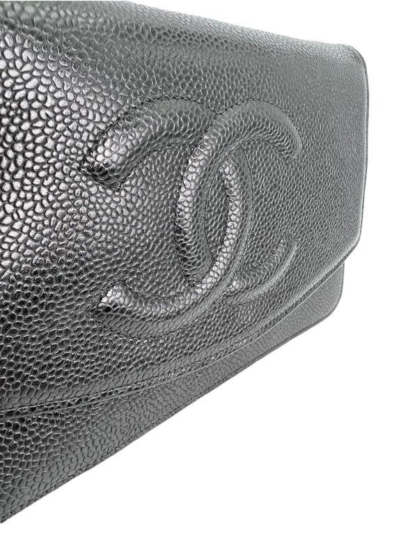 Chanel Black Caviar Timeless CC wallet on chain