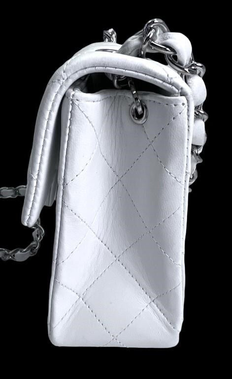 Chanel White Lambskin Classic Flap Mini Purse