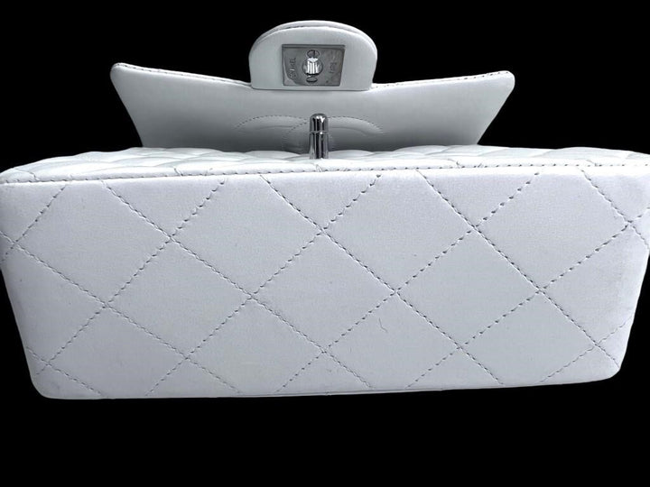 Chanel White Lambskin Classic Flap Mini Purse